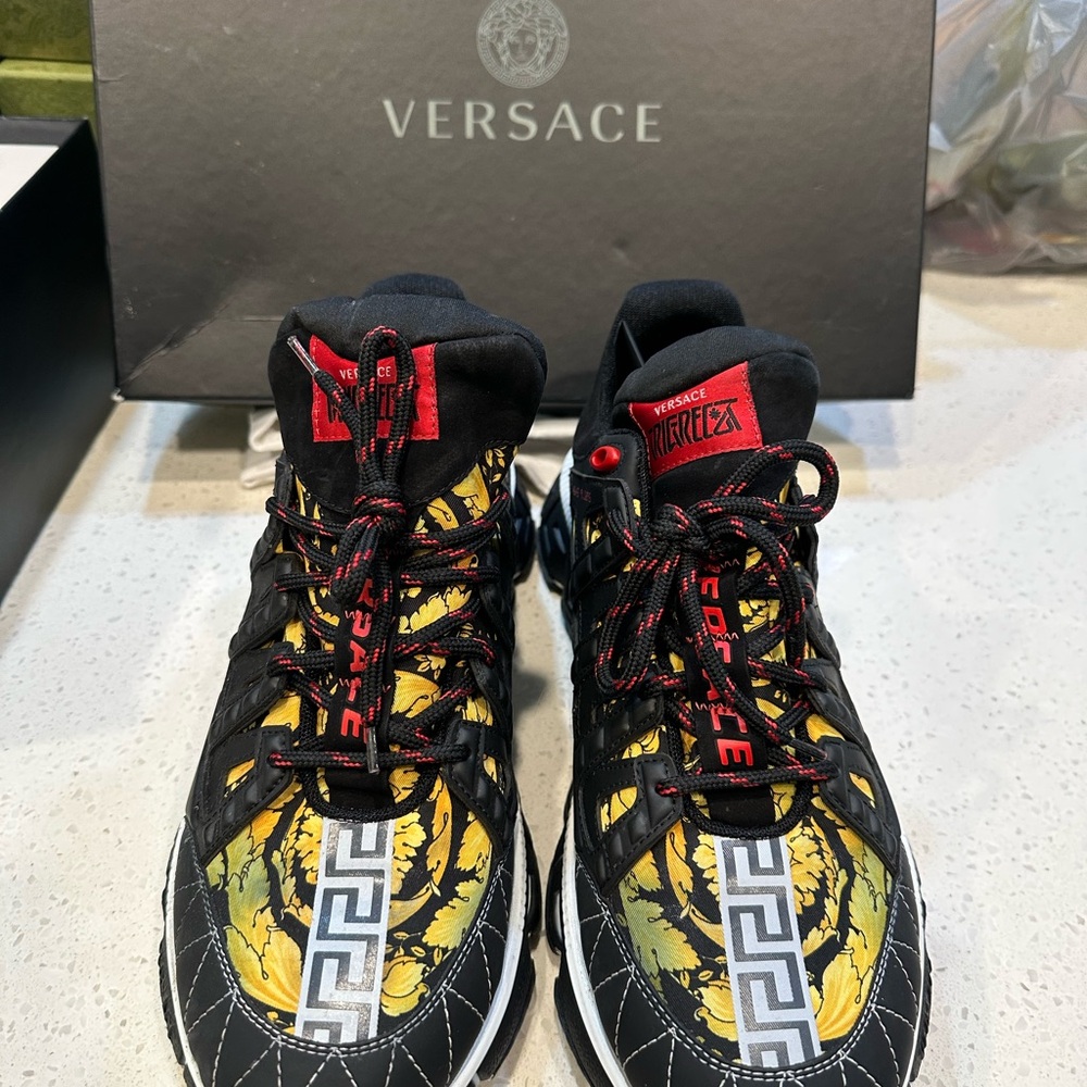 Versace Men's Black and Gold Sneakers